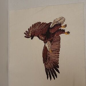 Vintage Flying Eagle Finished Cross Stitch Sampler